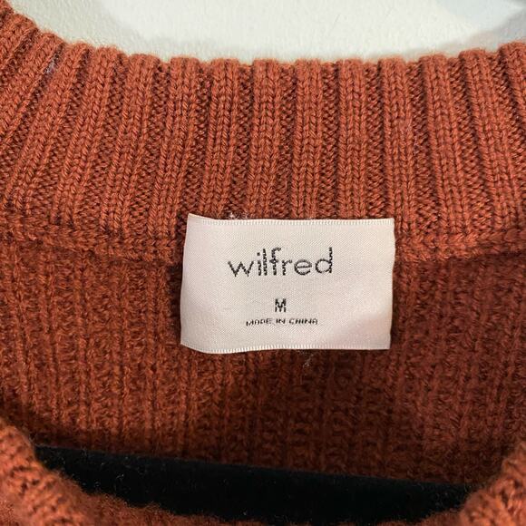Wilfred Aritzia Women's Brown Jonnie Ruffle Hem Sweater Size M - Picture 2 of 9